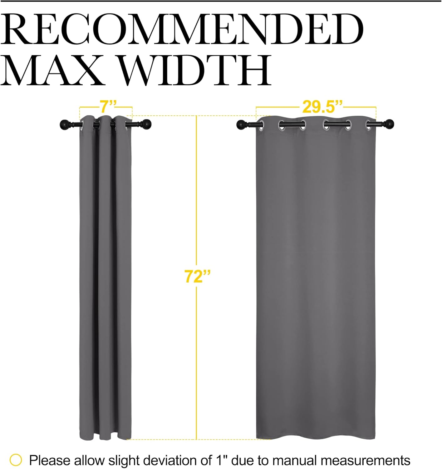 NICETOWN Halloween Pitch Black Solid Thermal Insulated Grommet Blackout Curtains/Drapes for Bedroom Window (2 Panels, 42 inches Wide by 63 inches Long, Black) - Colors E