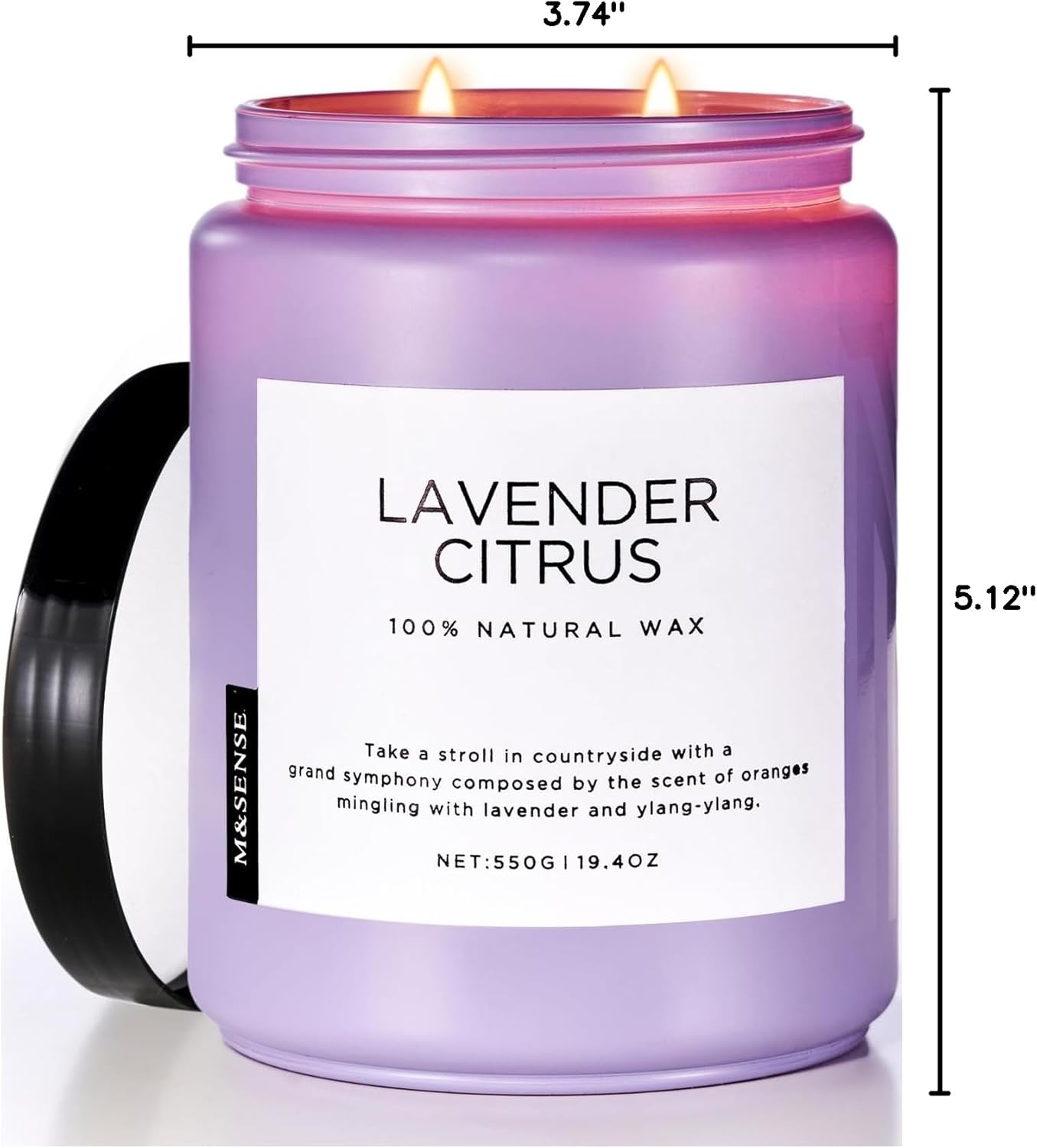 M&SENSE Eucalyptus & Mint Scented Jar Candle, Large 19.4oz Natural Soy Wax, 110-Hour Long Lasting Non-Toxic Clean Burning, Fresh Smelling Home Aromatherapy for Spa Stress Relief, Gifts for Men Women