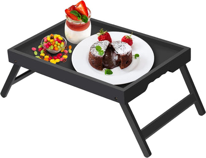 Artmeer Bed Tray Table with Folding Legs,Bamboo Breakfast in Bed for TV Table, Laptop Computer Tray,Eating,Snack Tray(Bamboo)