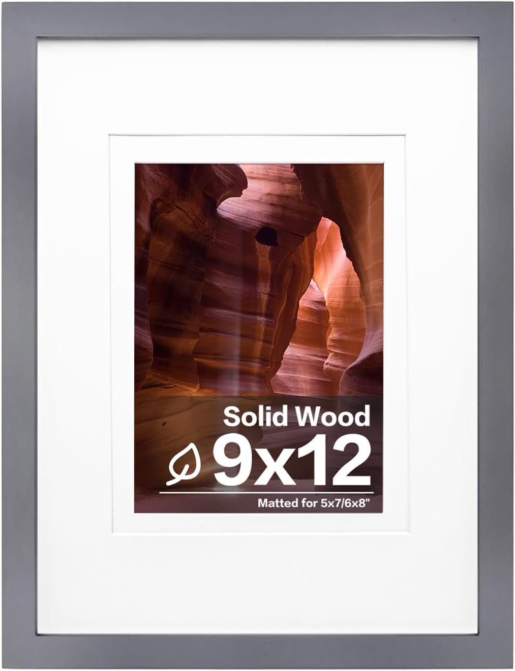 Egofine 12x16 Picture Frame Black, Covered by Plexiglass Made of Solid Wood, Display Pictures 9x12 and 11x14 with Mat or 12x16 Without Mat, for Wall Mounting Photo Frame - Colors B