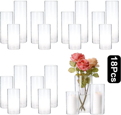 PHOSPHOR Hurricane Candle HoldersFor Pillar Candle Clear Glass Cylinder Centerpieces Vases Table Decoration Centerpiece Floral Room Decor Clear Seeded Bubbles Living Dining Kitchen 3 Pieces