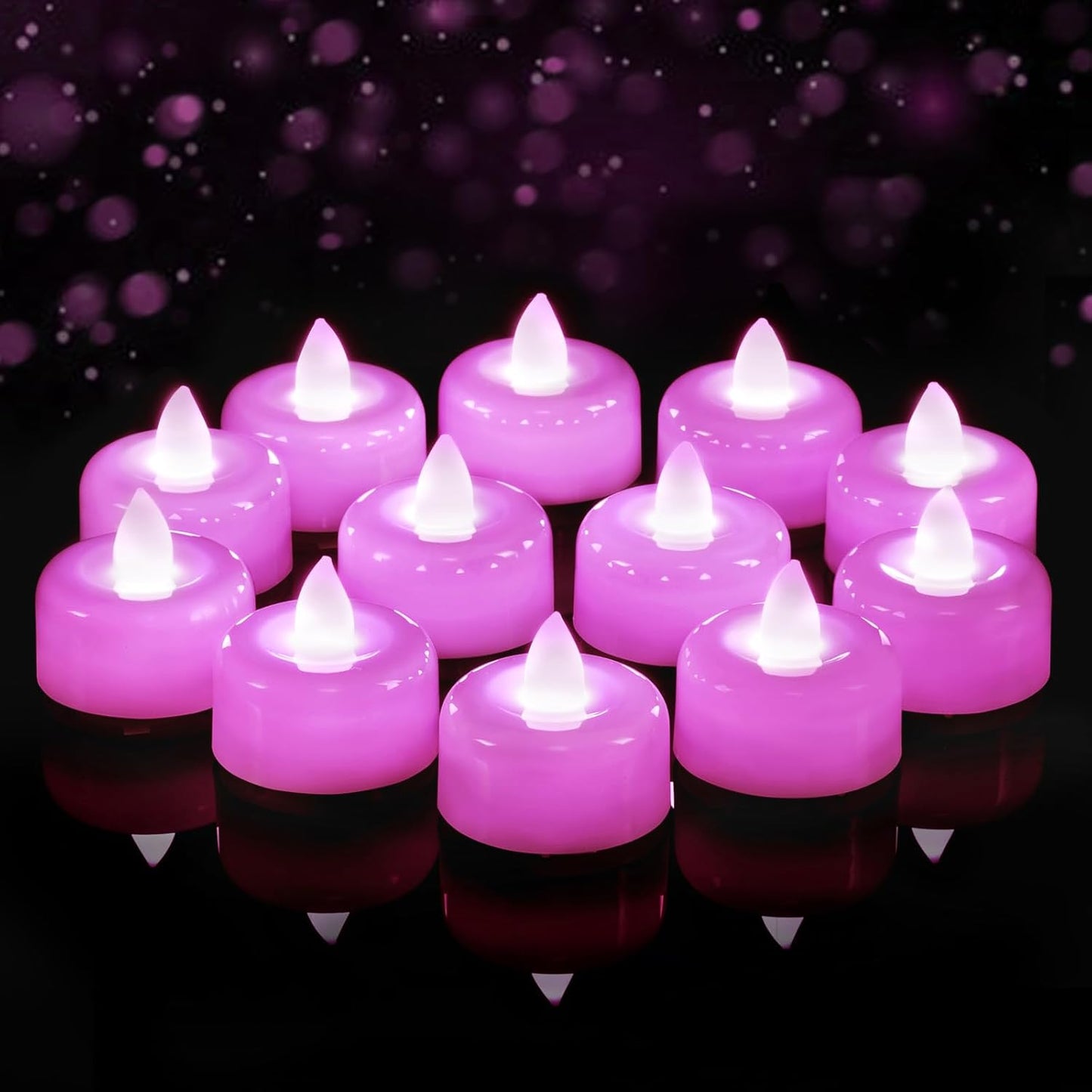Amagic 12/24/50/100/150Pack Flameless LED Tea Lights Candles Battery Operated, Electric Fake Tealight Candles for Votive, Halloween, Christmas, Home Decor, Wedding, Table Decor (12Pack)