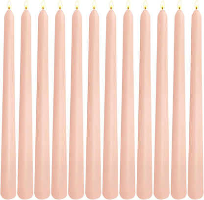 12-Pack Olive Green Taper Candles, 10 Inch Unscented Dripless Candlesticks, Long-Lasting Burn Time of 7-8 Hours, Perfect for Christmas Home Décor Spring and St. Patrick's Day