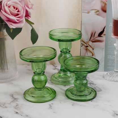 6-Piece Set of Glass Candlestick, Crystal Candlestick Holder Holder and Conical Candle, Christmas Candle Holder Decoration, Family Living Room Wedding Candle Holder (Clear 2sets)