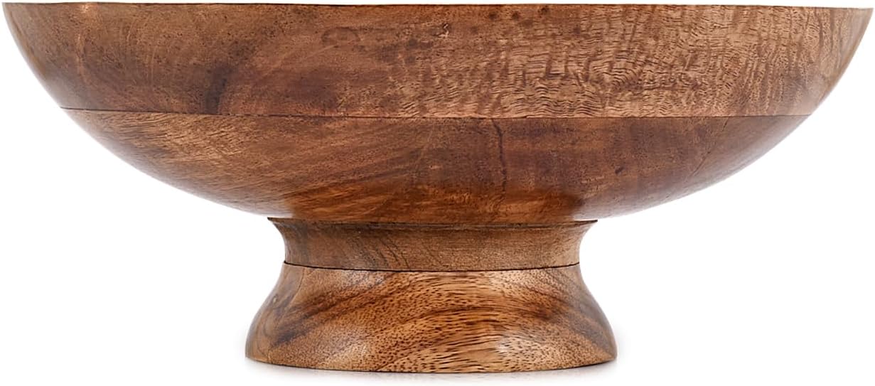 NIRMAN FRUIT BOWL Mango Wood Round Shaped Serving Bowl For Fruit,Dessert Platter Tray Dish Kitchen Dining Fruit,Dessert,Snack (12" x 12" x 5")