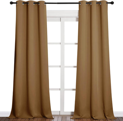 NICETOWN Halloween Pitch Black Solid Thermal Insulated Grommet Blackout Curtains/Drapes for Bedroom Window (2 Panels, 42 inches Wide by 63 inches Long, Black) - Colors A