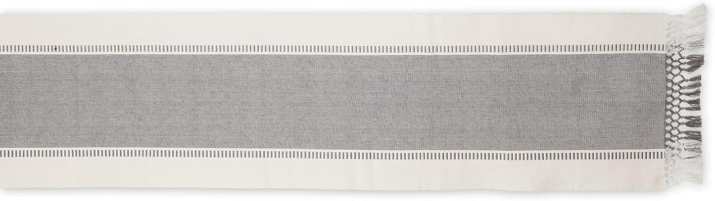 DII Dobby Stripe Woven Table Runner, 13x72-inch, French Blue