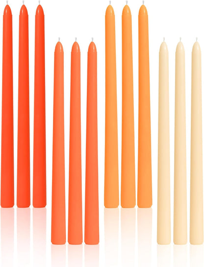 Viyffo Taper Candles, 12 Inch, 12 Pack, Brown – Unscented, Smokeless Design, Up to 8-Hour Burn – Tall Candlesticks for Table Decor, Weddings & Dinners