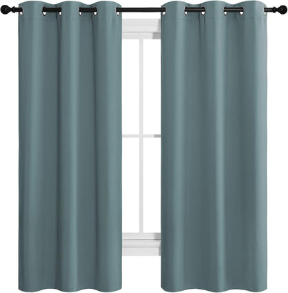 NICETOWN Halloween Pitch Black Solid Thermal Insulated Grommet Blackout Curtains/Drapes for Bedroom Window (2 Panels, 42 inches Wide by 63 inches Long, Black) - Colors C