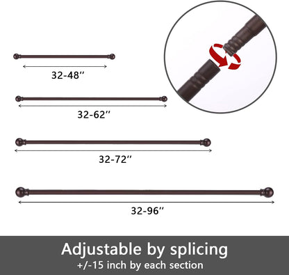 GXOACKJ Curtain Rods for windows 32-48 inch, 5/8 inch Decorative Curtain Rod Set, Matte Black Splicing Heavy Duty Metal Curtain Rod with Brackets