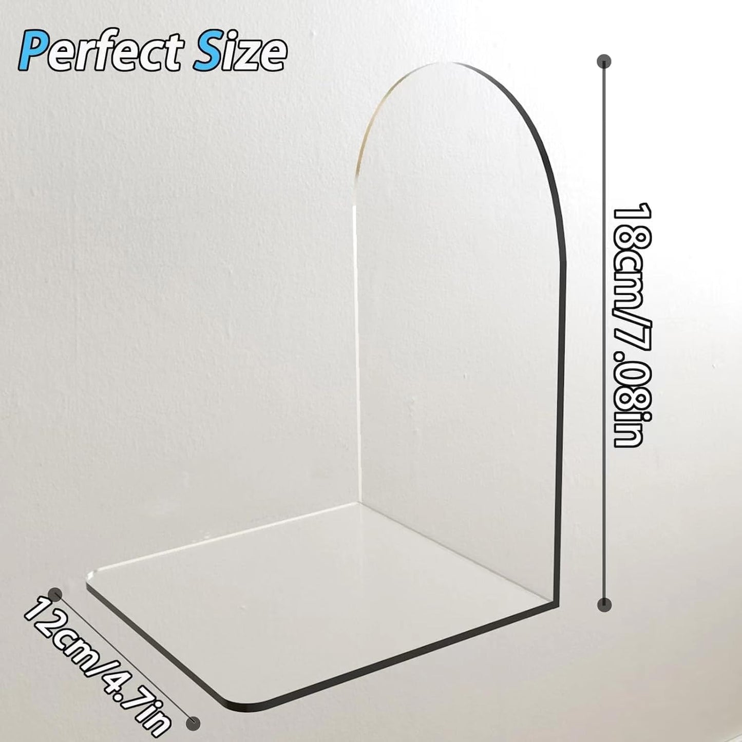 MerryNine Clear Book Ends 2pcs, Acrylic Bookends for Shelves, Non-Slip Bookend Decorative for Heavy Duty Book, Books Holder Stopper for Kids, Bookshelf Dividers Books Organizer for Office Home School