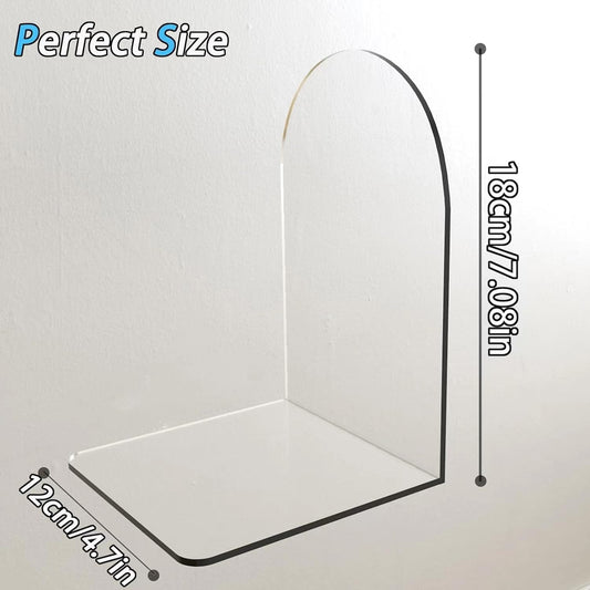 MerryNine Clear Book Ends 2pcs, Acrylic Bookends for Shelves, Non-Slip Bookend Decorative for Heavy Duty Book, Books Holder Stopper for Kids, Bookshelf Dividers Books Organizer for Office Home School
