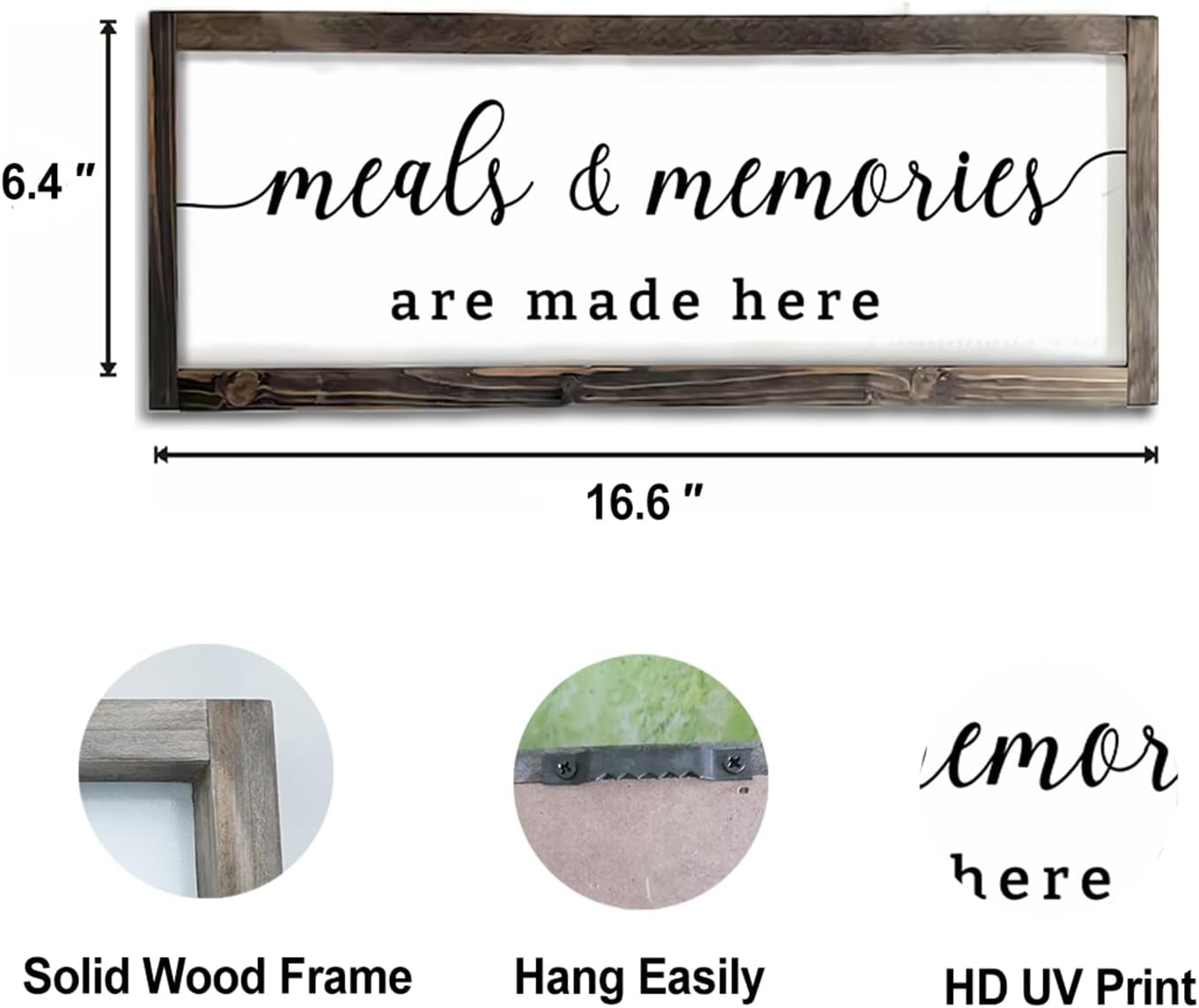Dazingart Farmhouse Kitchen Wall Decor,Meals and Memories Are Made Here Sign, Rustic Wood Kitchen Signs Dinning Room Wall Decor (Meal)