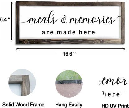 Dazingart Farmhouse Kitchen Wall Decor,Meals and Memories Are Made Here Sign, Rustic Wood Kitchen Signs Dinning Room Wall Decor (Meal)