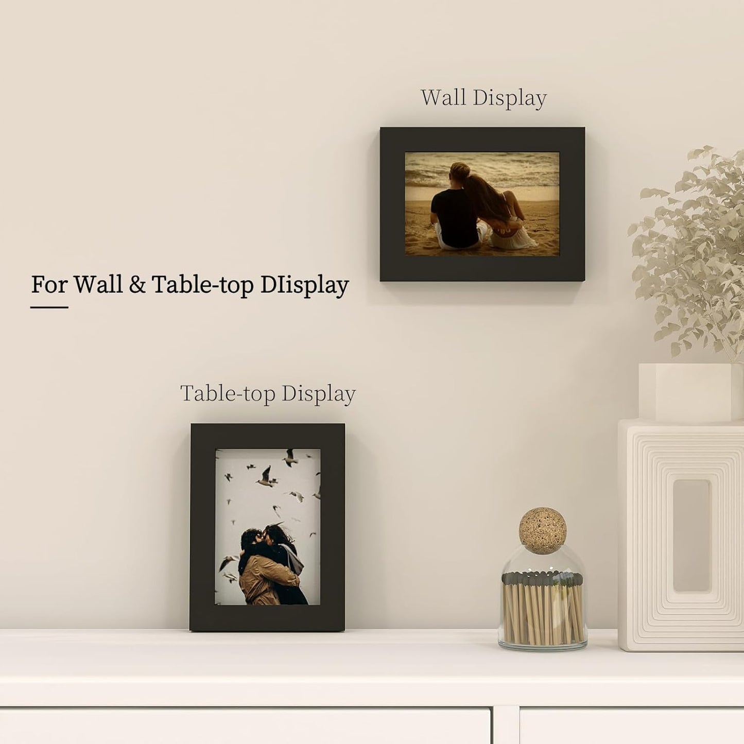 Egofine 12x16 Picture Frame Black, Covered by Plexiglass Made of Solid Wood, Display Pictures 9x12 and 11x14 with Mat or 12x16 Without Mat, for Wall Mounting Photo Frame - Colors B