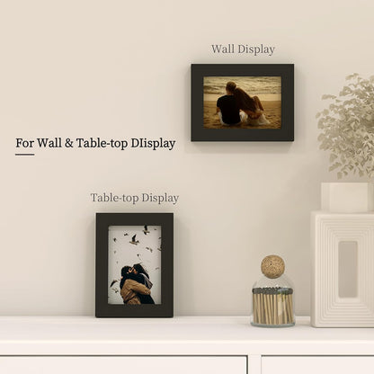 Egofine 12x16 Picture Frame Black, Covered by Plexiglass Made of Solid Wood, Display Pictures 9x12 and 11x14 with Mat or 12x16 Without Mat, for Wall Mounting Photo Frame - Colors B