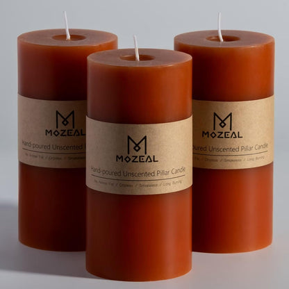MOZEAL 3" x 4" Hand-Poured Unscented Candle,Dripless Pillar Candle Set of 3,Long Clean Burning,Approx 72 Hours Burn Time,Rustic Country Style,Wedding,Dinner,Christmas and Home Decor,White