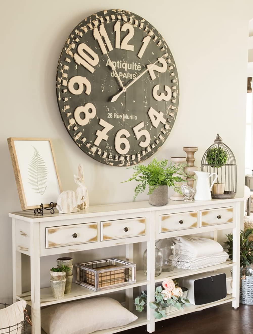 Briful Small Fake Plant Potted Plants Artificial Decor Plastic Asparagus Ferns Plant Faux Plants in Pots for Home Living Room Bedroom Desk Shelf Farmhouse Decoration