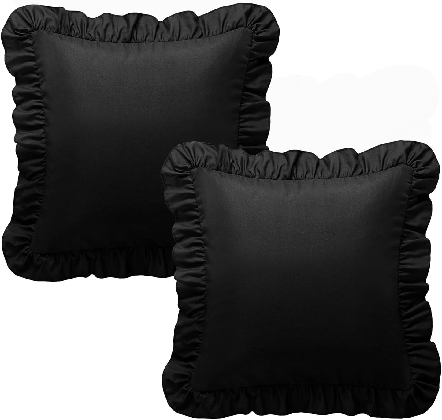 KKJIAF Ruffle Pillow Cases 26x26 Inches, White Square Ruffled Pillow Covers Set of 2, Microfiber Wrinkle Resistant Pillow Shams with Envelope Closure for Sofa Bed Living Room