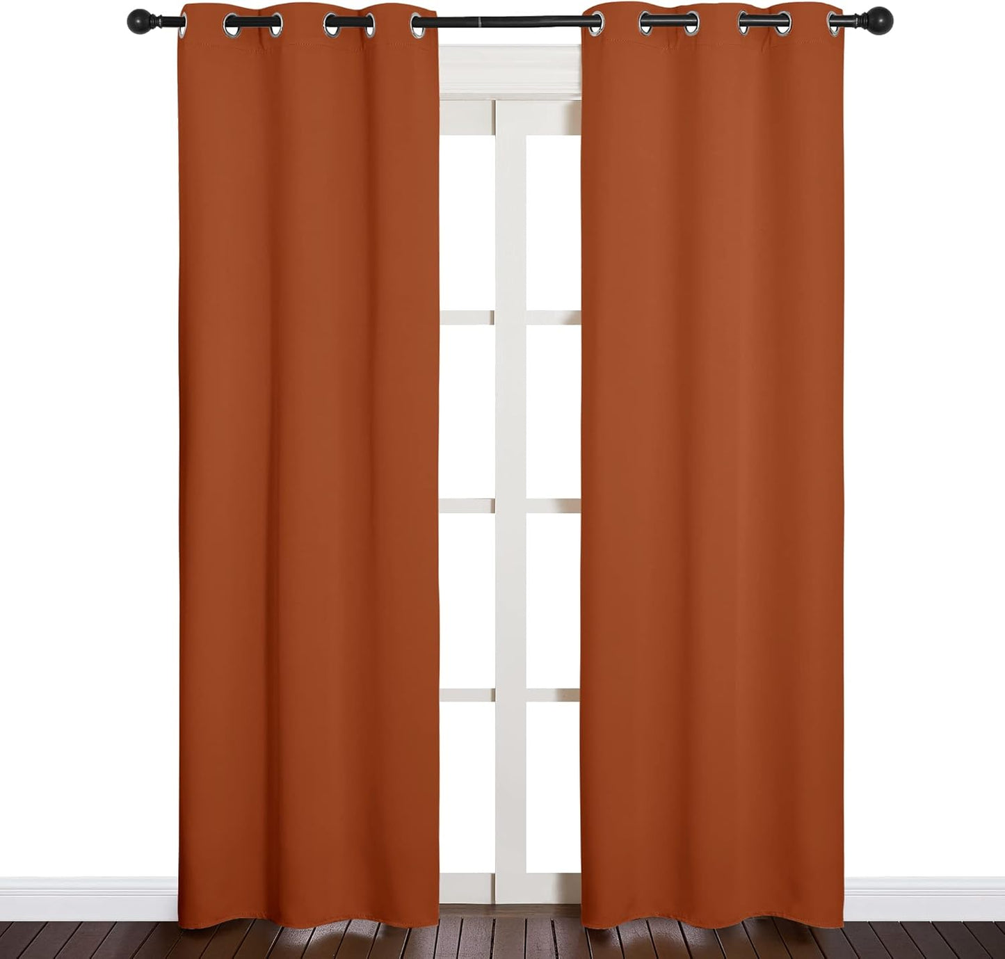 NICETOWN Halloween Pitch Black Solid Thermal Insulated Grommet Blackout Curtains/Drapes for Bedroom Window (2 Panels, 42 inches Wide by 63 inches Long, Black) - Colors B