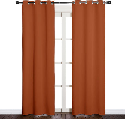 NICETOWN Halloween Pitch Black Solid Thermal Insulated Grommet Blackout Curtains/Drapes for Bedroom Window (2 Panels, 42 inches Wide by 63 inches Long, Black) - Colors B