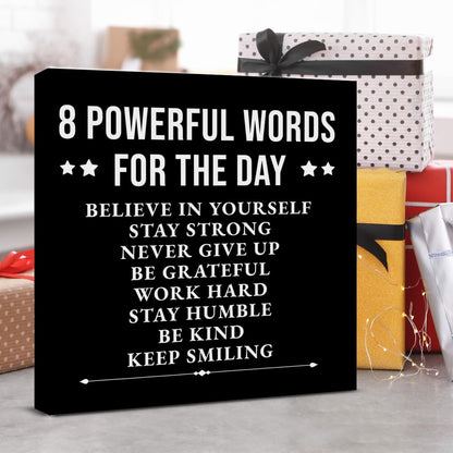Inspirational Farmhouse Canvas Print Wall Art Decor One Small Positive Thought in the Morning Can Change Your Whole Day Sign Painting Plaque Rustic Home Decoration (8 X 8 Inches, Framed)