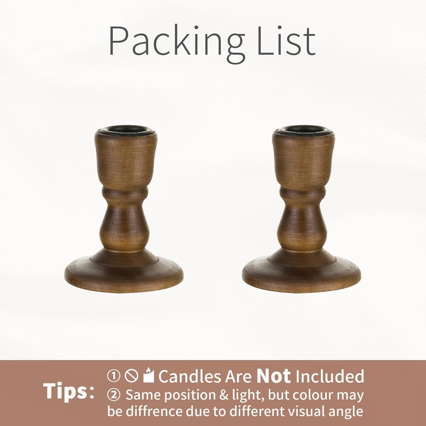 Wooden Taper Candle Holders: Wood Candlestick Holders Rustic Farmhouse Fall Decor for Living Room Dinning Table Centerpiece Christmas Set of 2