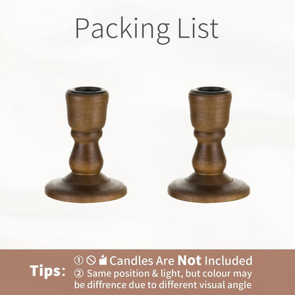 Wooden Taper Candle Holders: Wood Candlestick Holders Rustic Farmhouse Fall Decor for Living Room Dinning Table Centerpiece Christmas Set of 2