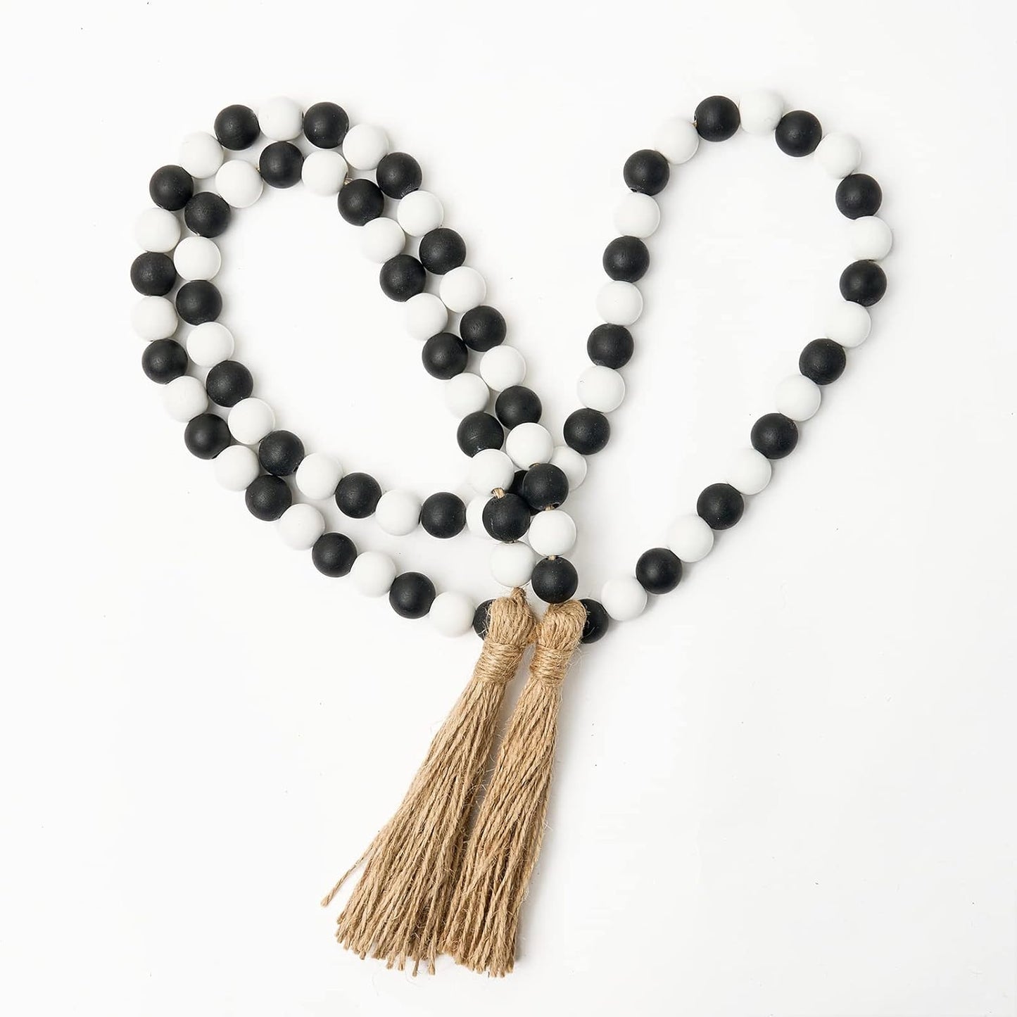 OMISHE 59in Wood Bead Garland with Tassels, Decorative Beads, Farmhouse Wooden Beads Garland for Wall Hanging Home Festival Decor, Aqua, Teal