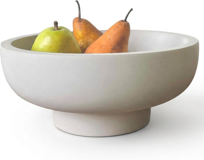 OAKOA Concrete Black Decorative Bowl for Home Decor - Black Fruit Bowl - Modern Pedestal Coffee Table Bowl for Entryway Table