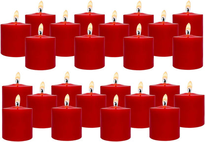 White Votive Candles Long Burn Time Unscented Candles Votives Bulk Pack of 24 Small Pillar Candles