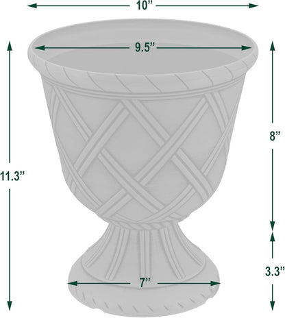 Arcadia Garden Products PL60GD Lattice Plastic Garden Urn, Classic Decorative Garden Pot Planter for Indoor and Outdoor Plants, Gold
