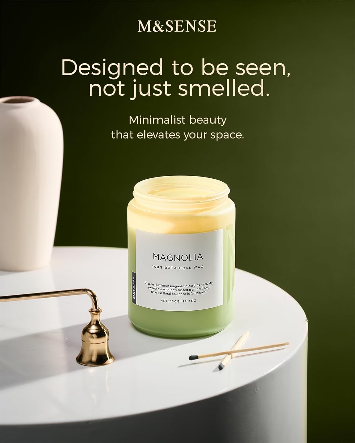 M&SENSE Eucalyptus & Mint Scented Jar Candle, Large 19.4oz Natural Soy Wax, 110-Hour Long Lasting Non-Toxic Clean Burning, Fresh Smelling Home Aromatherapy for Spa Stress Relief, Gifts for Men Women