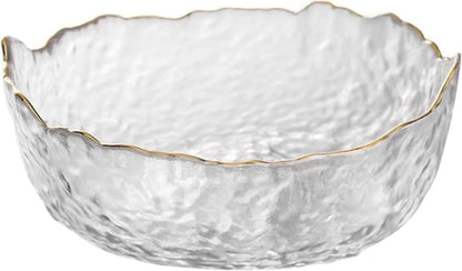Glass Salad Bowl Irregular Lotus Flower Shape Serving Bowls, Mixing Nut Bowls for Kitchen Fruist, Snack, Dessert, and Ice Cream Candy Dishes (Crystal Gradient Pink, 6.5")