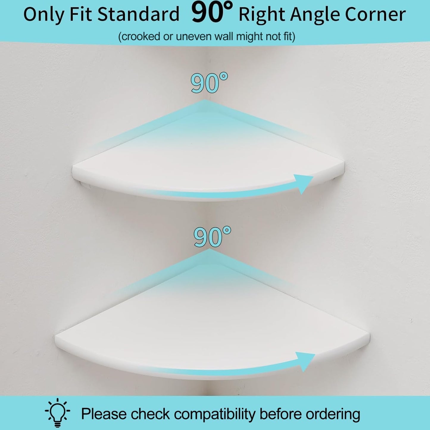 Corner Shelves, Floating Corner Shelf, Set of 2 7inch Solid Oak Wood Wall Shelves, Round End Wall Mount with Wire Hole Shelving for Small Plant for Bedroom Kitchen, Living Room