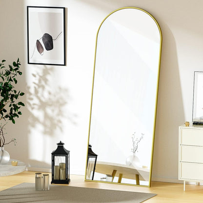 Koonmi 30"x71" Arched Full Length Mirror, Gold Large Floor Mirror with Aluminum Alloy Frame, Standing Hanging or Leaning Wall-Mounted Full Body Mirror for Living Room and Bedroom