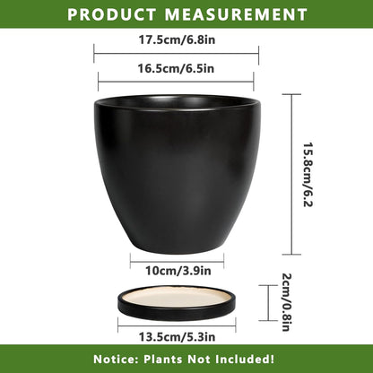 10 Inch Ceramic Planter Pot Round Plant Pot for Indoor Plants Outdoor Large Flower Pot with Drainage Hole and Saucer Blue