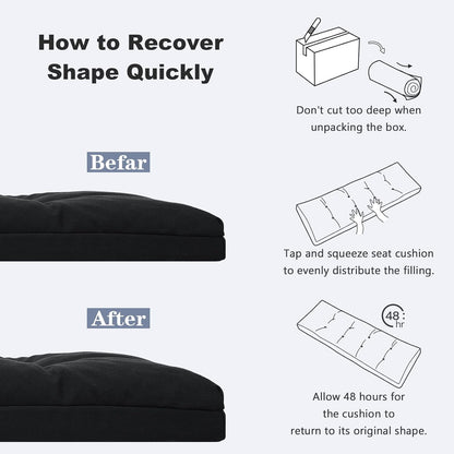 baibu 40 Inch Dual-Layer Patent Design Memory Foam Bench Cushion, Non-Slip Indoor Bench Cushion Standard Size Foam Pad with Machine Washable Cover (Dark Grey, 40x16x3in)