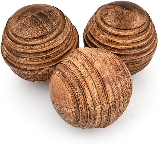 Kimona Decorative Ball Mango Wood Round Balls Set of 3 for Centerpiece or Individual Use (Set of 3), (3" x 3" x 3")