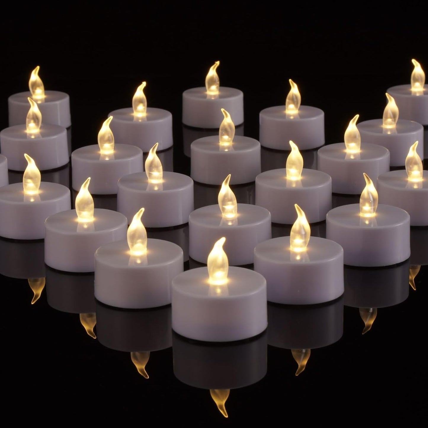 PUNPUBA LED Tea Lights Candles- 24Pack Flameless Candles Realistic and Bright Flickering Long Lasting 200Hours for Holiday Celebration,Party, Home Decoration WarmWhite,Battery Operated
