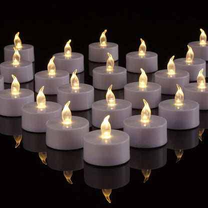 PUNPUBA LED Tea Lights Candles- 24Pack Flameless Candles Realistic and Bright Flickering Long Lasting 200Hours for Holiday Celebration,Party, Home Decoration WarmWhite,Battery Operated