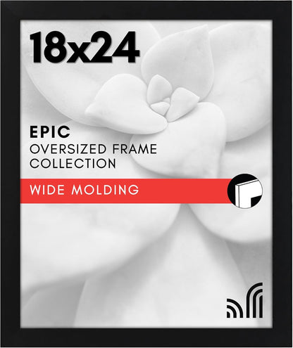 Americanflat 16x20 Picture Frame with Polished Plexiglass - Black Picture Frame - Wide Photo Frames Made of Engineered Wood for Vertical or Horizontal Wall Display - Epic Collection - Black - Colors B