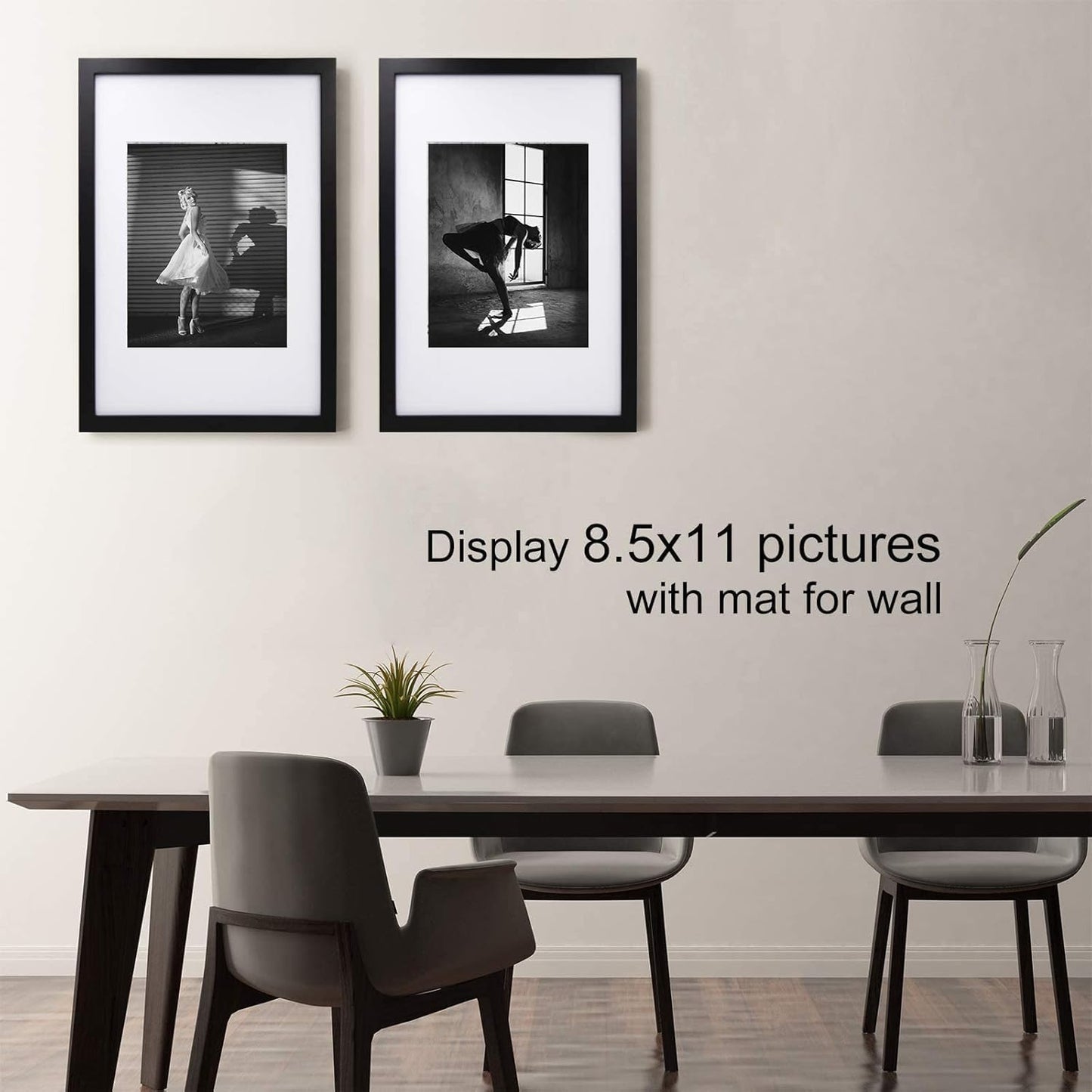 Egofine 12x16 Picture Frame Black, Covered by Plexiglass Made of Solid Wood, Display Pictures 9x12 and 11x14 with Mat or 12x16 Without Mat, for Wall Mounting Photo Frame - Colors B