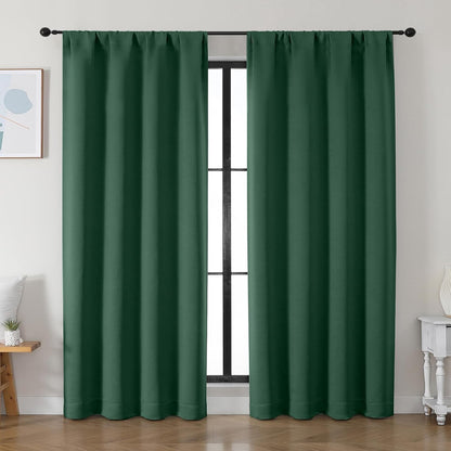 Simplebrand Ava Sage Green Blackout Curtains for Bedroom 63 Inch Length 2 Panels Set, Solid Thermal Insulated Energy Saving Rod Pocket Window Treatment Curtains Blackout Drapes, W40 x L63 Inch, Sage - Colors B
