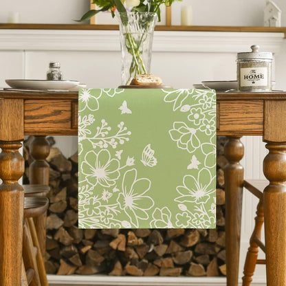 Artoid Mode Pink Bloom Flowers Butterfly Spring Table Runner, Seasonal Holiday Kitchen Dining Table Decoration for Home Party Indoor 13x72 Inch