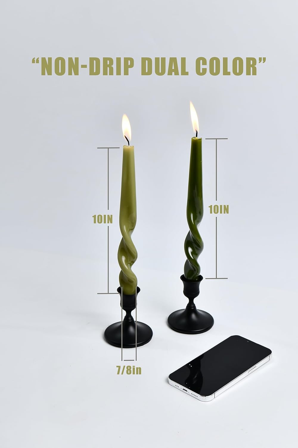 Brown Two Tone Spiral Taper Candles - Set of 6 Twisted Taper Candlesticks 9.5 Inch Tall for Home Decoration Holiday Wedding Party(Brown)