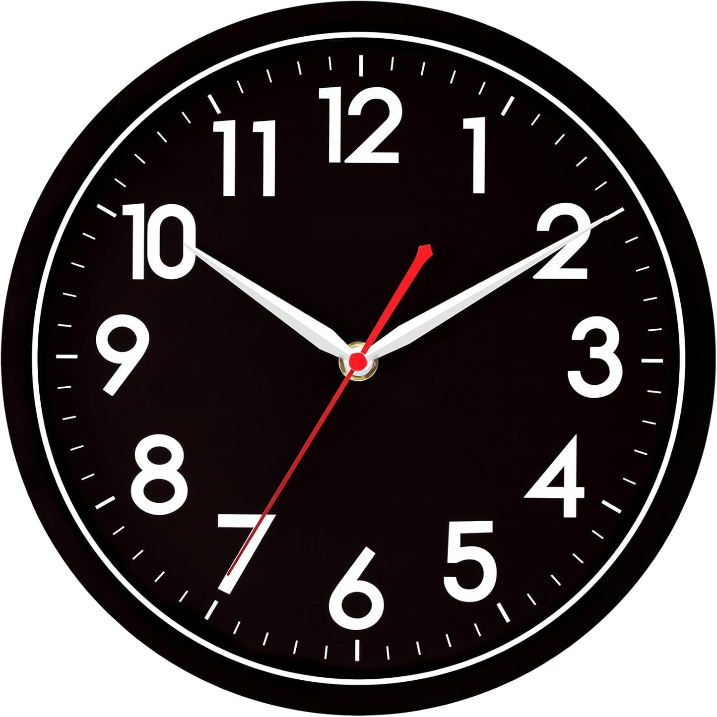 AKCISOT Wall Clock, Modern Small Wall Clocks Battery Operated 8 Inch, Silent Non-Ticking Analog Classic for Office, Home, Bathroom, Kitchen, Bedroom, School(Black)