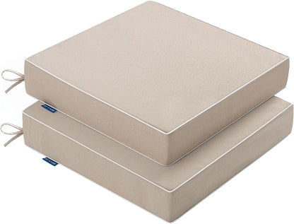 MIULEE Beige Outdoor Bench Cushion Set of 1, 48x18x3 Inch Waterproof Patio Seat Cushions for Swing and Outdoor Furniture Couch Sofa, 3 Year Color Fastness High Density Foam with Adjustable Ties