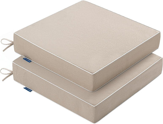 MIULEE Beige Outdoor Bench Cushion Set of 1, 48x18x3 Inch Waterproof Patio Seat Cushions for Swing and Outdoor Furniture Couch Sofa, 3 Year Color Fastness High Density Foam with Adjustable Ties