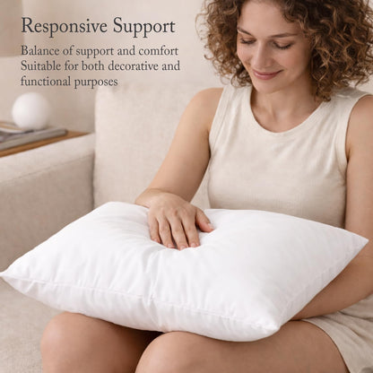 puredown® Euro Pillow Inserts 24 x 24 (Pack of 2, White), Feather Down Pillow Stuffer, White Throw Pillows for Bed, Couch, and Cushion